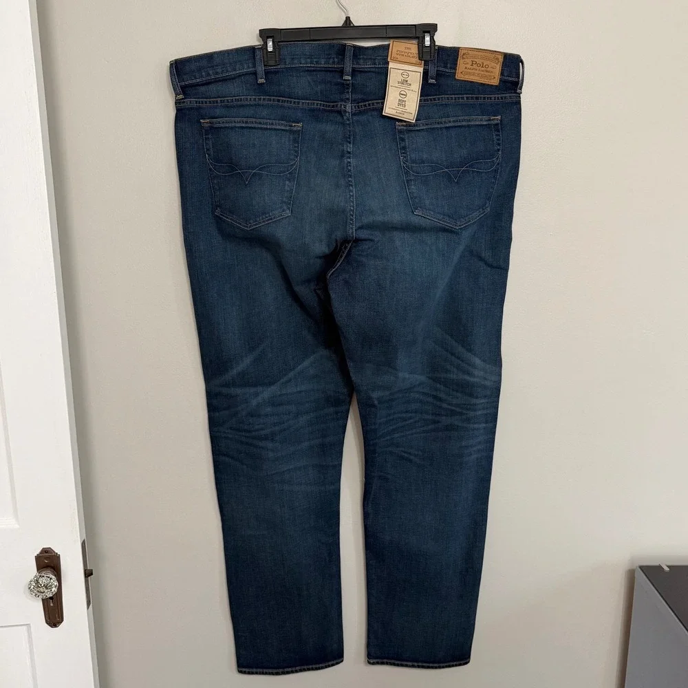 NEW Polo Ralph Lauren Mens 46x34 Prospect Straight Leg Denim Blue Jeans